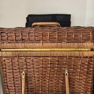Vintage Brown Wicker Picnic Basket